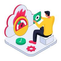 Modern design illustration of cloud speed optimization vector