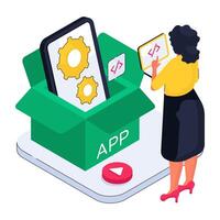 A unique design illustration of app development vector