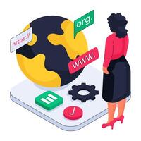 A isometric design illustration of web browser vector
