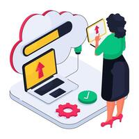 Modern design illustration of cloud system upload vector