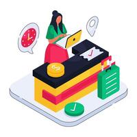 An isometric design illustration of receptionist vector