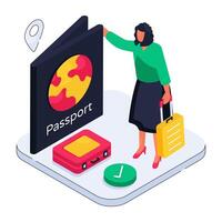 An isometric design illustration of passport, editable vector