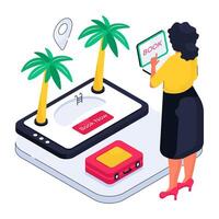 Trendy design illustration of mobile booking vector
