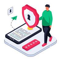 Conceptual isometric design illustration of mobile access vector