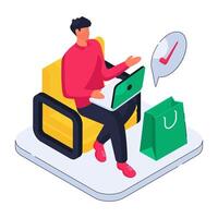 A trendy design illustration of shopping Conversation vector