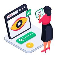 Eye on web page, illustration of web monitoring vector