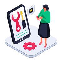 A creative design illustration of mobile setting vector