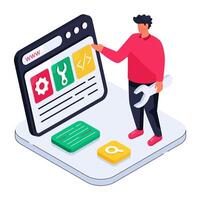 Editable design illustration of web maintenance vector