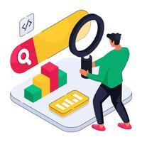 A isometric design illustration of search box vector