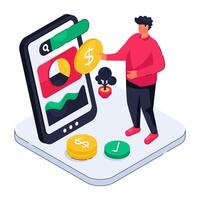 A beautiful design illustration of mobile data analytics vector