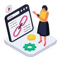 Web linkage illustration, editable vector