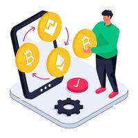 Bitcoin to ethereum, concept of currency exchange vector