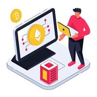 An illustration design of online Ethereum vector