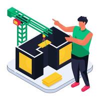 A trendy design illustration of crane lifting vector