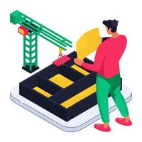 An illustration design of tower crane vector