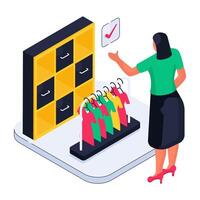 Conceptual isometric design illustration of wardrobe vector