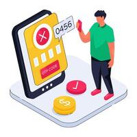 A creative design illustration of mobile otp code vector