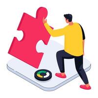 A colored design illustration of problem solving vector