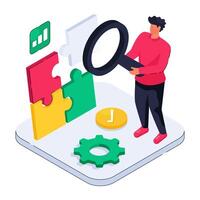 A colored design illustration of problem solving vector