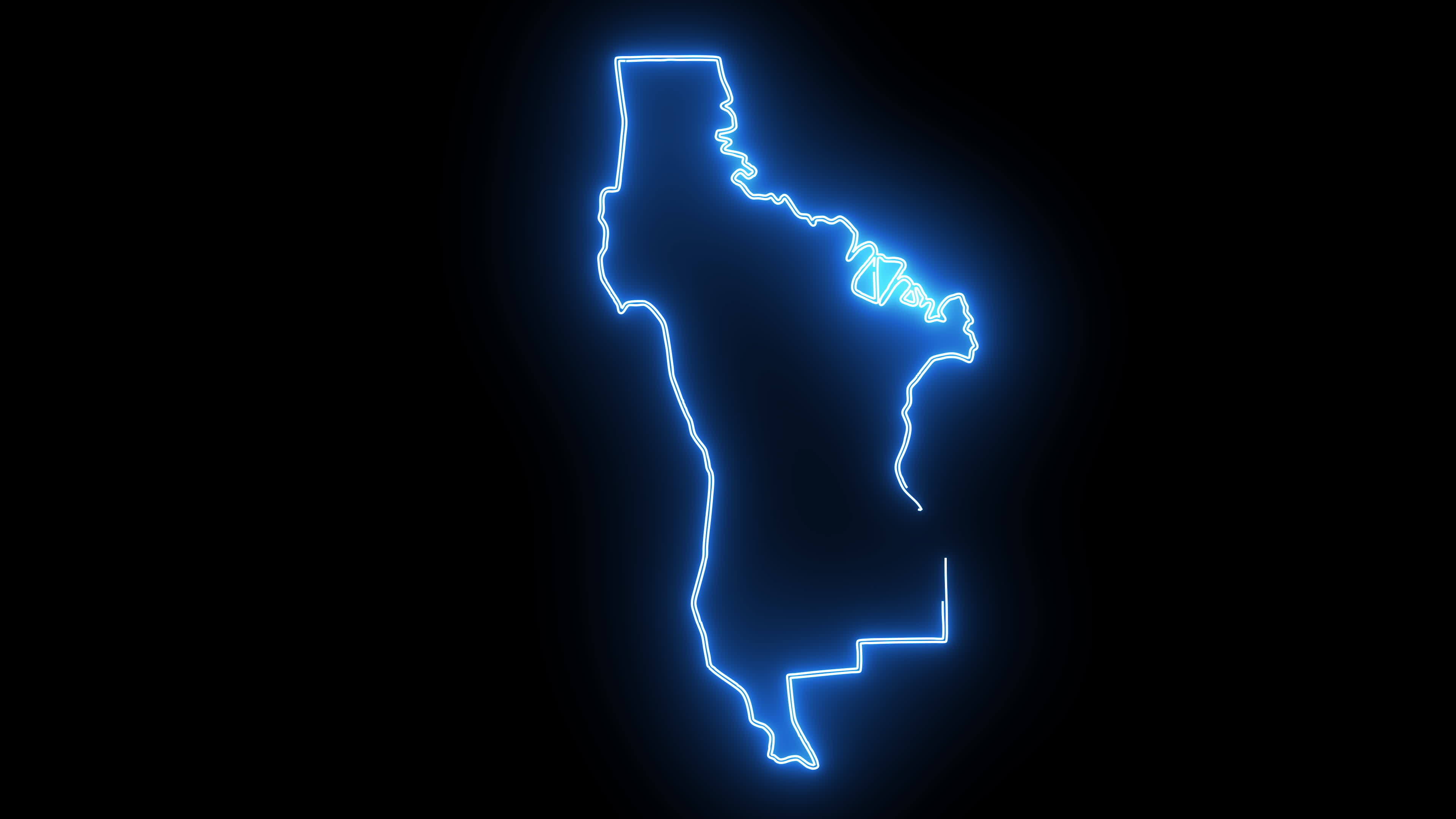 Map of redwood city in california with a blue glowing neon effect