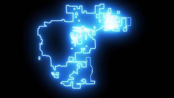 map of Aurora in Colorado with a neon effect that glows blue video
