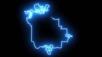 map of Akron in ohio with neon effect glowing blue video
