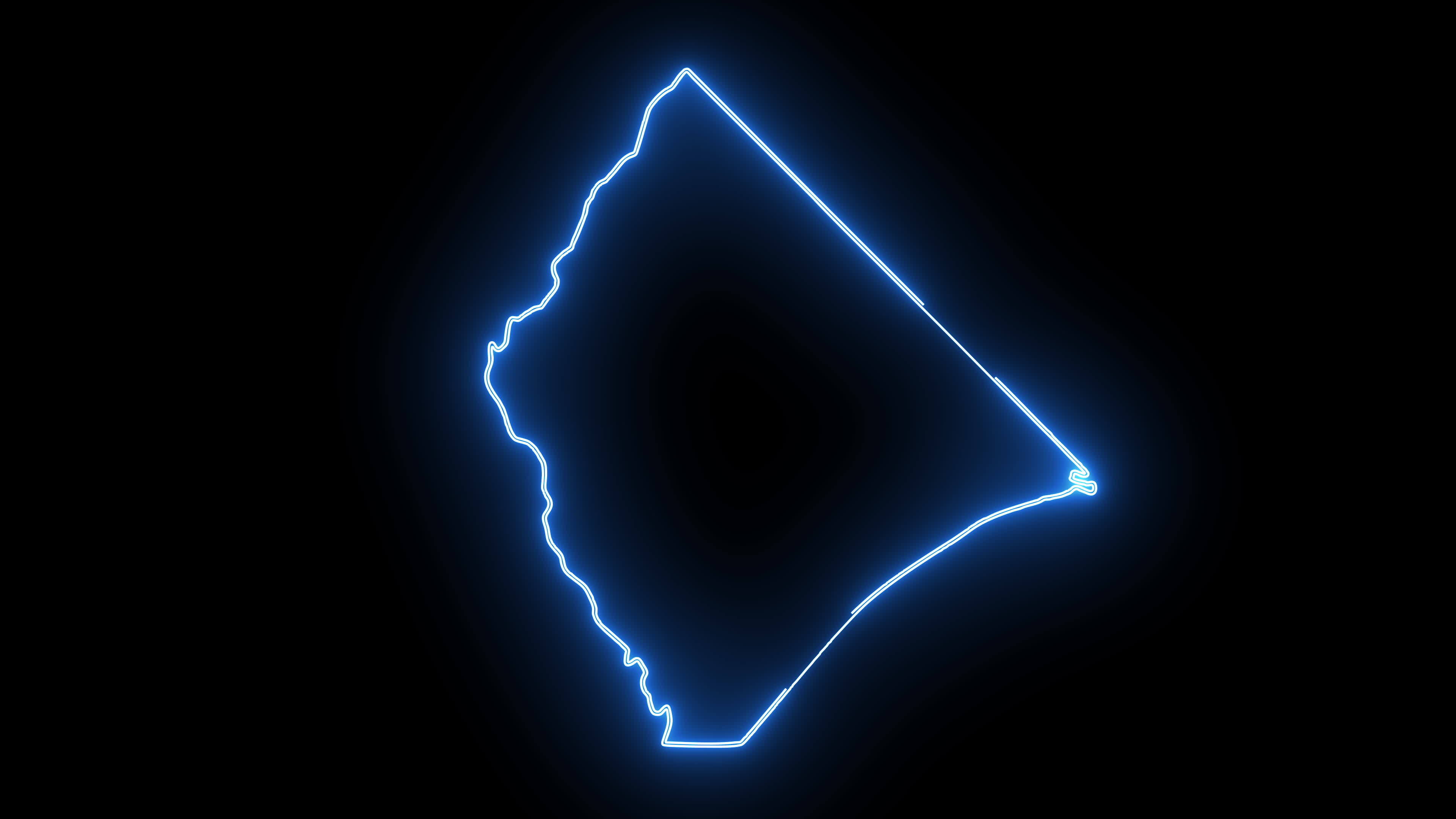 map of Horry County in south carolina with a blue glowing neon effect