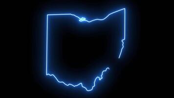 map of Columbus in ohio with a neon effect that glows blue video