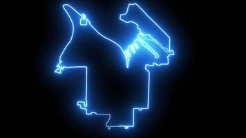 map of Tacoma in Washington with a blue glowing neon effect video