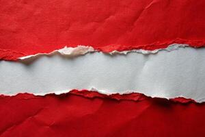 Red ripped rectangle paper with white background for your background photo
