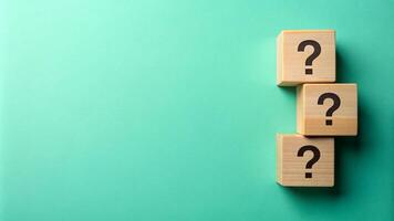 Mint background with question wood mark for your presentation background photo