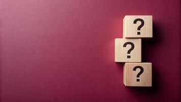 Maroon background with question wood mark for your presentation background photo