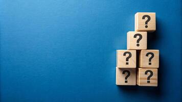 Navy blue background with question wood mark for your presentation background photo