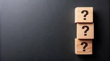 Black background with question wood mark for your presentation background photo