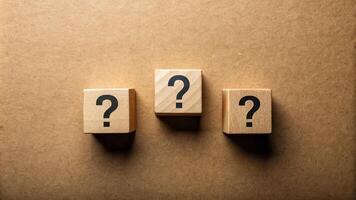 Brown background with question wood mark for your presentation background photo