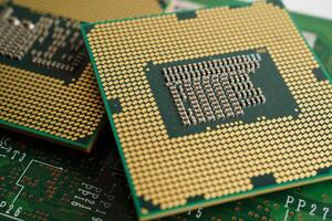 Central Processing Unit, CPU chip processor of computer mainboard, electronic technology. photo