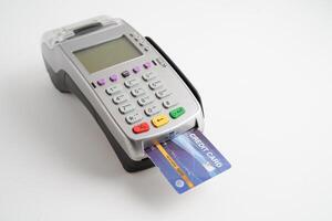 Payment POS terminal for finance and shopping business and technology. photo