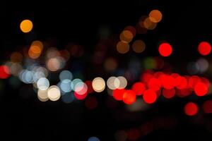 Multicolored lights bokeh background. bokeh texture of street colored lights photo