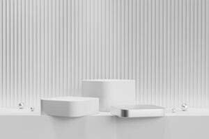 Minimal Modern White Podium Platform For Product Display Showcase 3D Rendering photo