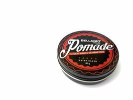 a can of bellagio styling pomade on a white surface. Indonesia, Sibolga, 10 August 2024. photo
