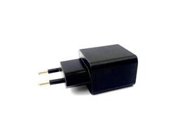 black power adapter on white background. photo