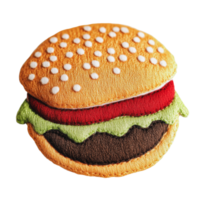 Felt hamburger with lettuce, tomato, and sesame png