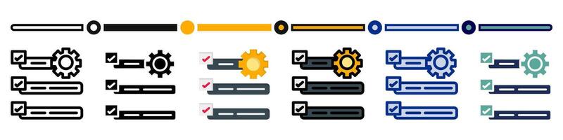 Productivity icon collection. 6 Various style icons. For sign, symbol, element, presentation, infographic or web graphics. Illustration. vector