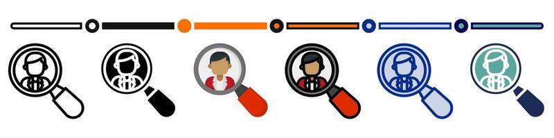Screening candidate icon collection. 6 Various style icons. For sign, symbol, element, presentation, infographic or web graphics. Illustration. vector