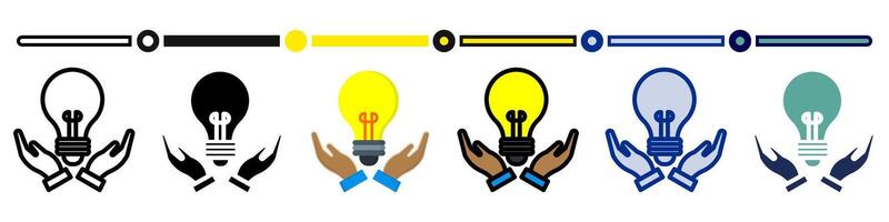 Idea icon collection. 6 Various style icons. For sign, symbol, element, presentation, infographic or web graphics. Illustration. vector