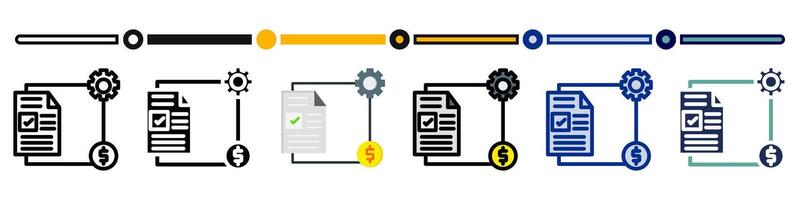 Process icon collection. 6 Various style icons. For sign, symbol, element, presentation, infographic or web graphics. Illustration. vector