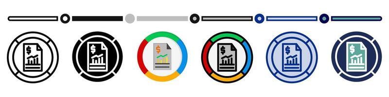Market analysis icon collection. 6 Various style icons. For sign, symbol, element, presentation, infographic or web graphics. Illustration. vector