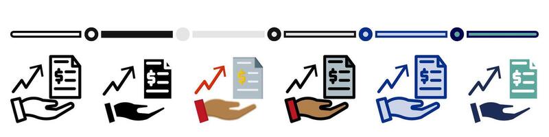 Business report icon collection. 6 Various style icons. For sign, symbol, element, presentation, infographic or web graphics. Illustration. vector