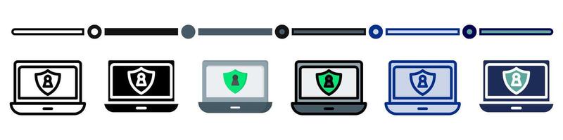Cyber security icon collection. 6 Various style icons. For sign, symbol, element, presentation, infographic or web graphics. Illustration. vector