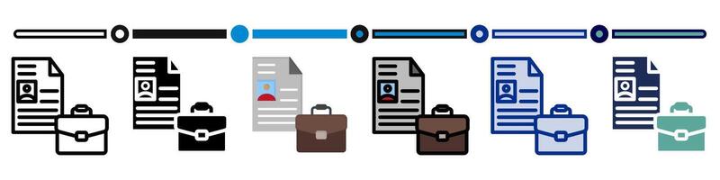 Portfolio icon collection. 6 Various style icons. For sign, symbol, element, presentation, infographic or web graphics. Illustration. vector